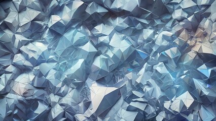 Abstract geometric crystal wall 3D illustration