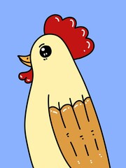 cute chicken cartoon on blue background