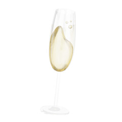 a glass of champagne. 3d illustration isolated PNG file