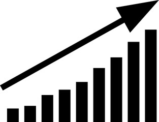  growing graph, bar chart, Flat icon isolated on the white background, flat design vector illustration.