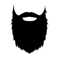 Black mustache and beard on white background