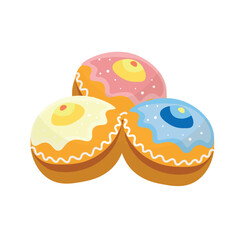 Tasty donuts for Hanukkah on white background