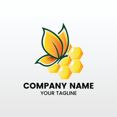 Fototapeta na wymiar inspiring honey butterfly logo template