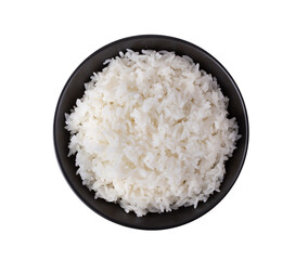 Rice in black bowl on transparent png