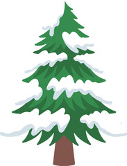 Christmas pine tree snow watercolor