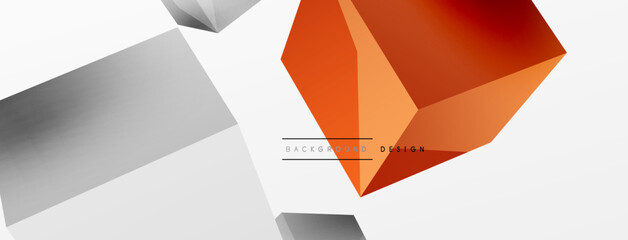 3d cubes vector abstract background. Composition of 3d square shaped basic geometric elements. Trendy techno business template for wallpaper, banner, background or landing