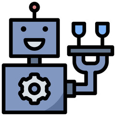 robot filled outline style icon