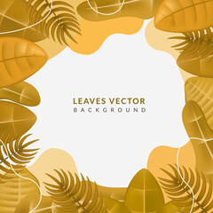 Vector autumn leaves frame decoration on white background