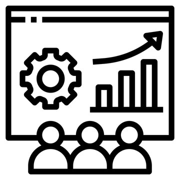 business presentation with gear, chart, people clip art preview