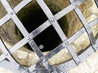 Iron grate over drainage channel