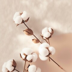 Soft Harmony: Delicate Minimalist Feminine Imagery of Cotton Plants
