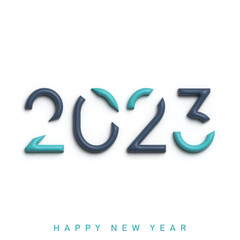 Happy New Year 2023 3d text typography design. Vector