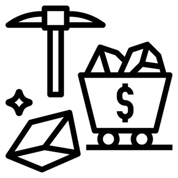 mining tools and cart with dollar sign clip art preview