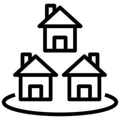 village outline style icon