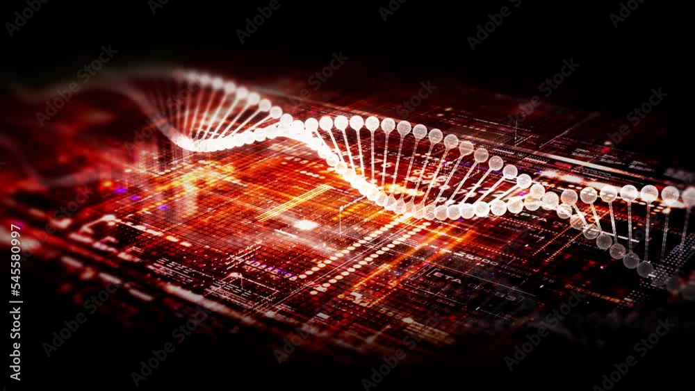 Poster Futuristic holographic advance biomedical DNA sequence analysis diagnostic head up display for background computer screen display