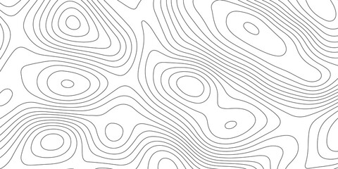 Abstract background with Topographic map lines. Black and white seamless design. Geographic mountain relief. The concept of a conditional geography scheme and the terrain path. .Topographic background