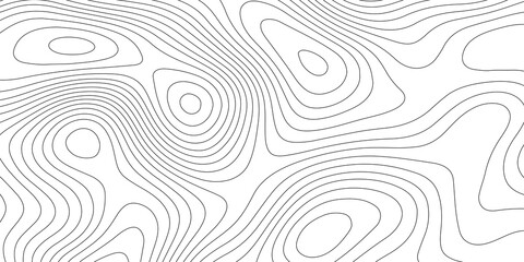 Abstract background with Topographic map lines. Black and white seamless design. Geographic mountain relief. The concept of a conditional geography scheme and the terrain path. .Topographic background