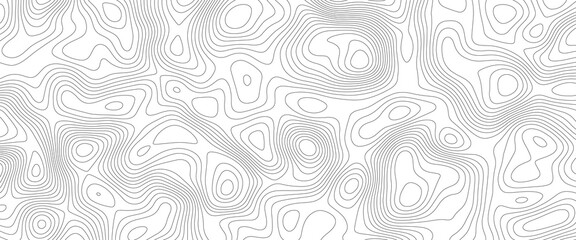 Abstract background with Topographic map lines. Black and white seamless design. Geographic mountain relief. The concept of a conditional geography scheme and the terrain path. .Topographic background