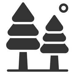 Vector tree solid icon on the empty white background
