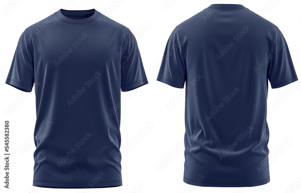 Wall mural T-Shirt Short Sleeve Men's. For mockup ( 3d rendered / Illustrations) front and back Navy