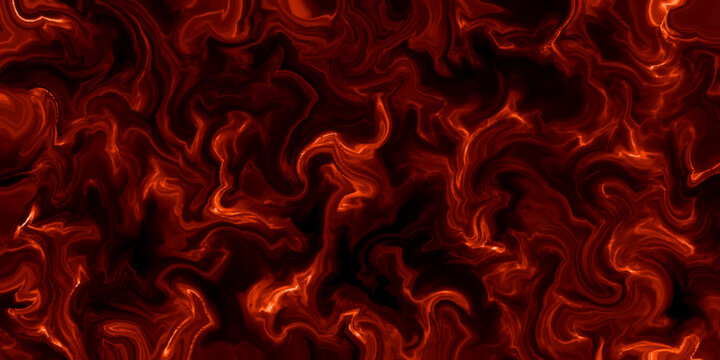 Fire flames on a red and black danger hellowen background with colorful liquid marble surfaces design. Abstract color acrylic pours liquid marble surface design.	
