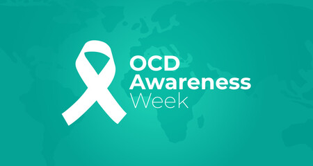 Teal OCD Awareness Week Background Illustration with Ribbon