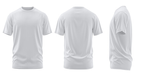T-Shirt Short Sleeve Men's. For mockup ( 3d rendered / Illustrations) front and back White - obrazy, fototapety, plakaty