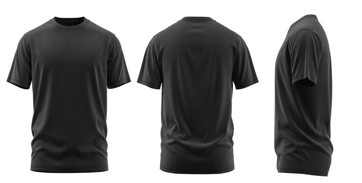 T-Shirt Short Sleeve Men's. For mockup ( 3d rendered / Illustrations) front and back Black