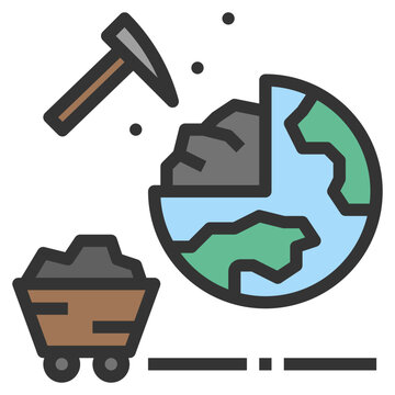 earth mining icon with hammer and cart clip art preview