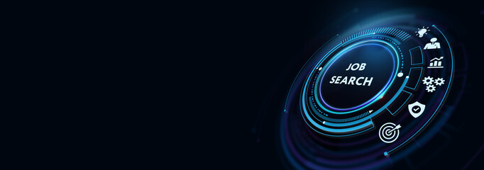 Business, Technology, Internet and network concept. Job Search human resources recruitment career. 3d illustration