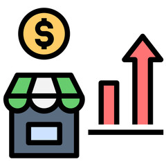 growing market filled outline style icon