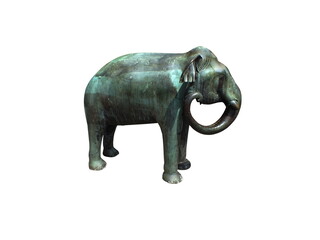 Bronze elephant statue isolated on white background.