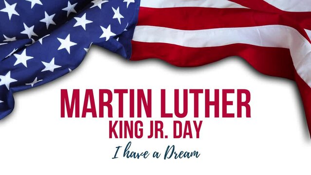Happy Martin Luther King jr. Day. with US American Flag flat text animation