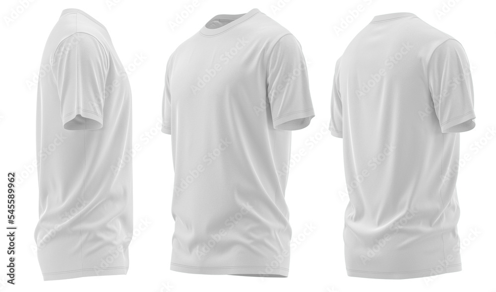 Wall mural T-Shirt Short Sleeve Men's. For mockup ( 3d rendered / Illustrations) front and back White