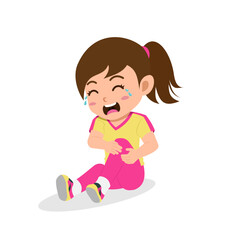 Cartoon of Cute Girl Getting Leg Pain While Jogging