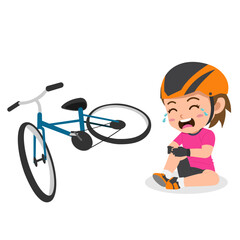 Cartoon of Cute Girl Getting Leg Pain While Riding a Bicycle