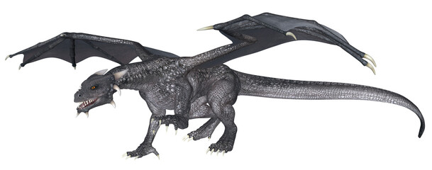 3D Rendered Fantasy Dragon Isolated on Transparent Background - 3D Illustration