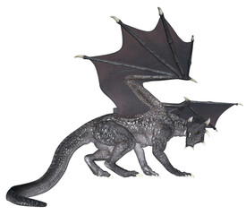 3D Rendered Fantasy Dragon Isolated on Transparent Background - 3D Illustration
