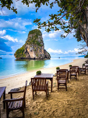 Restaurant in Railay beach in Krabi, Thailand