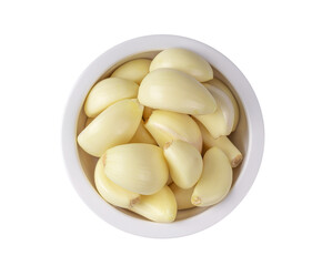Garlic in a bowl isolated on transparent png