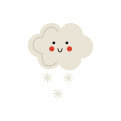 Cartoon cute snowy cloud PNG file with transparent background.