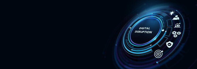 Digital disruption transformation digitalization innovation technology. 3d illustration