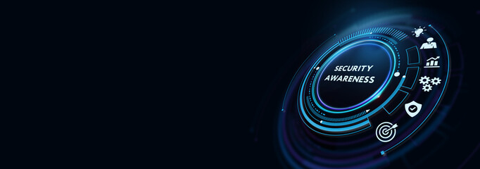 Inscription Security Awareness. Information Security Skills Management Service. Business, Technology, Internet and network concept. 3d illustration