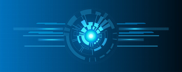 Obraz premium Blue circle and line technology abstract technology innovation concept vector background and glowing light