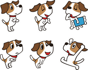 ジャックラッセルテリア犬　セット7　黒線　(感激、困った、お辞儀、他)