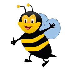 Obraz na płótnie Canvas Bee smiling with flying cartoon image 