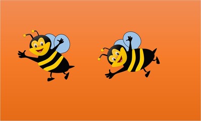 Bee smiling with flying cartoon image 
