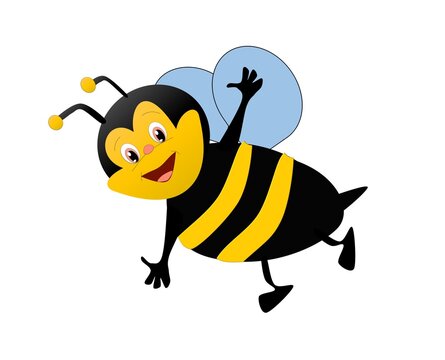 Bee smiling with flying cartoon image 