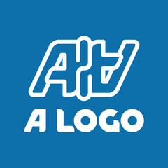 Vector logo with the letter A on a blue background. Logo for a window company. Vector emblem with two letters A. Corporate identity for a construction company in white and blue shades.