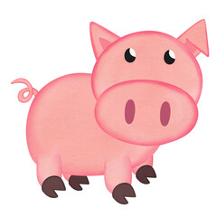 cute pig watercolor illustration 